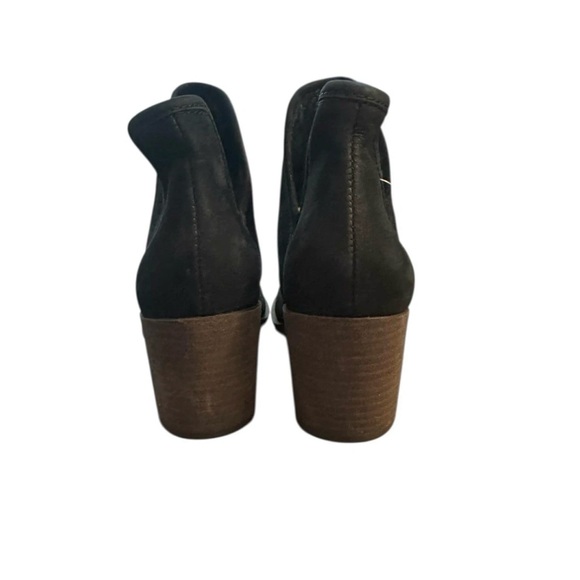 NEW! Lucky Brand Sivya Slip On Ankle Booties Leather Heeled Boots Black 6 M